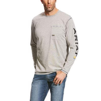 Ariat Work: Rebar Workman Logo Camisetas Hombre - Gris (XCZTR8240)